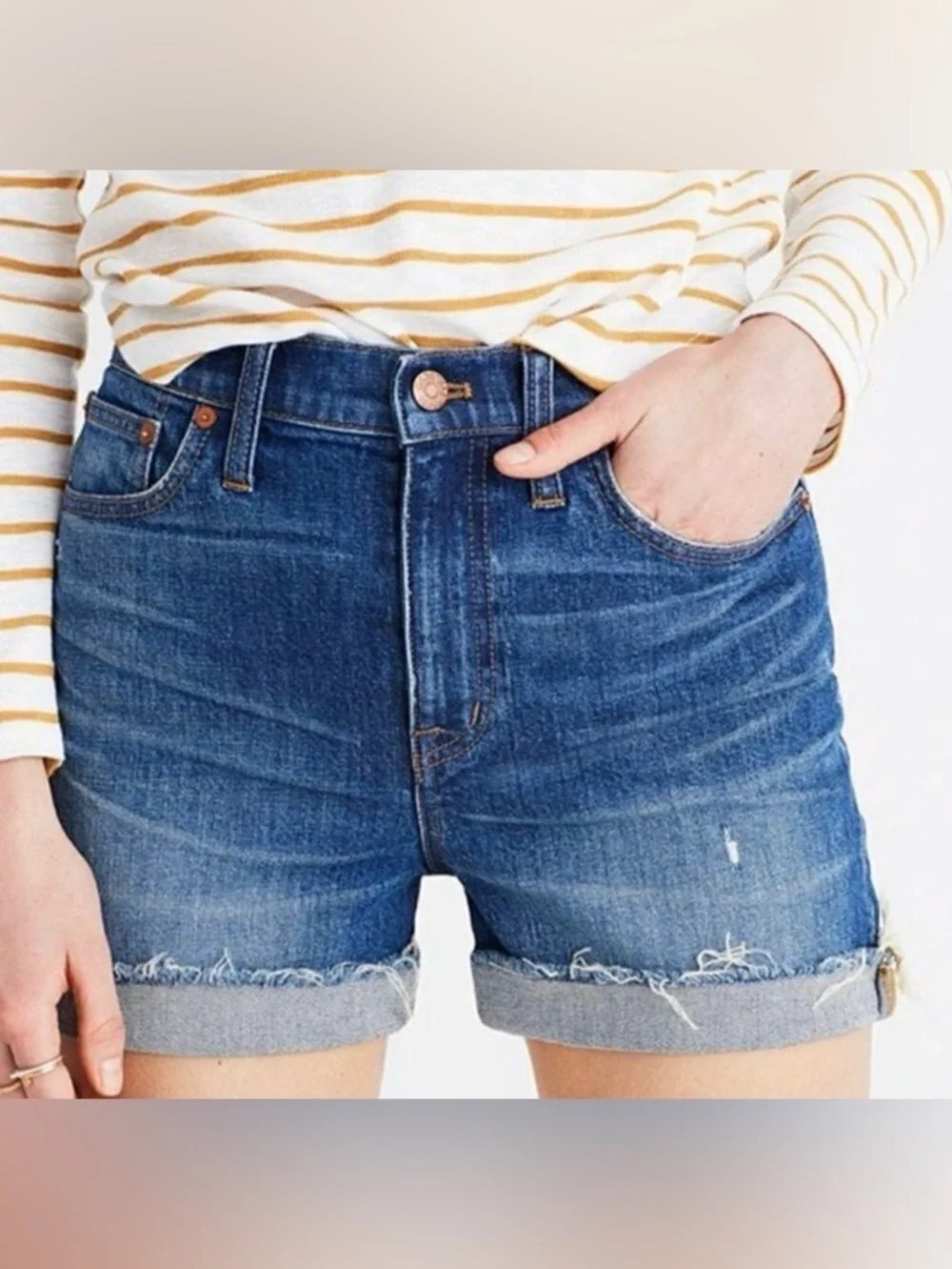 Madewell High rise denim shorts jean cut-off frayed hem Glenoaks woman new 23